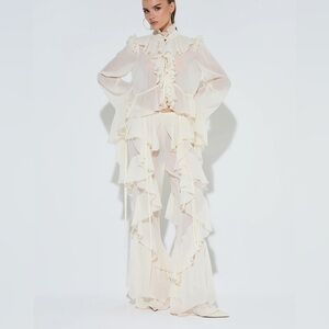 2PCs Ruffled Pant Set